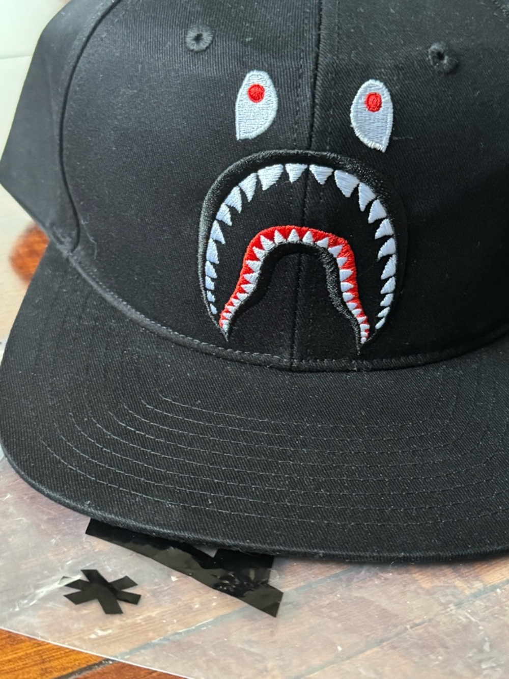 Bape Black Snapback Hat with Multicolor Embroidered Logo - Picture 9 of 11